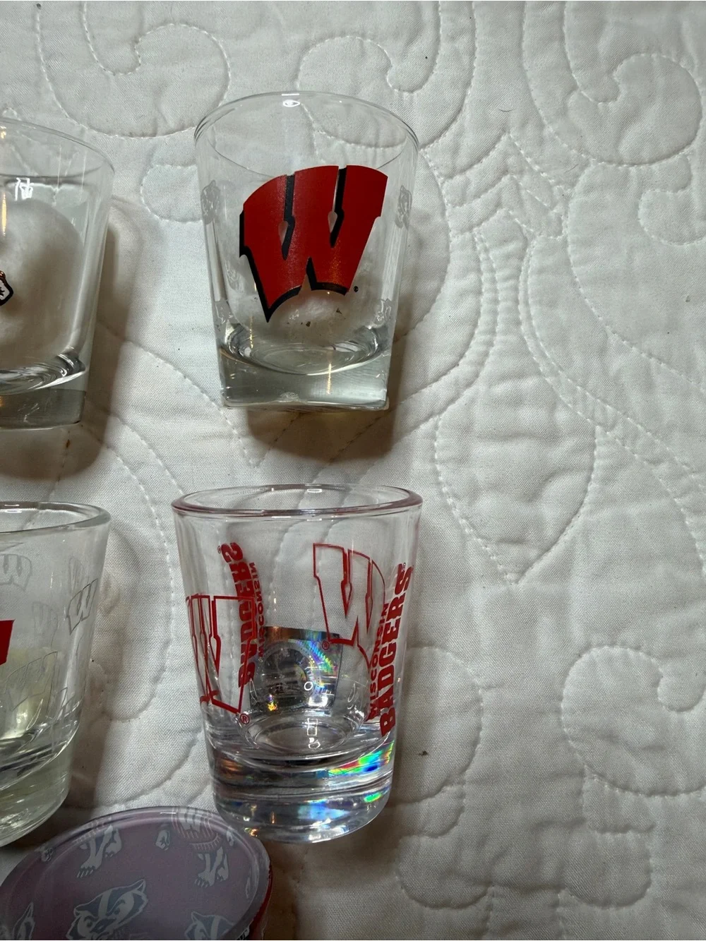 Wisconsin Badgers NCAA Shot Glass Lot Bucky Badger Set of 5